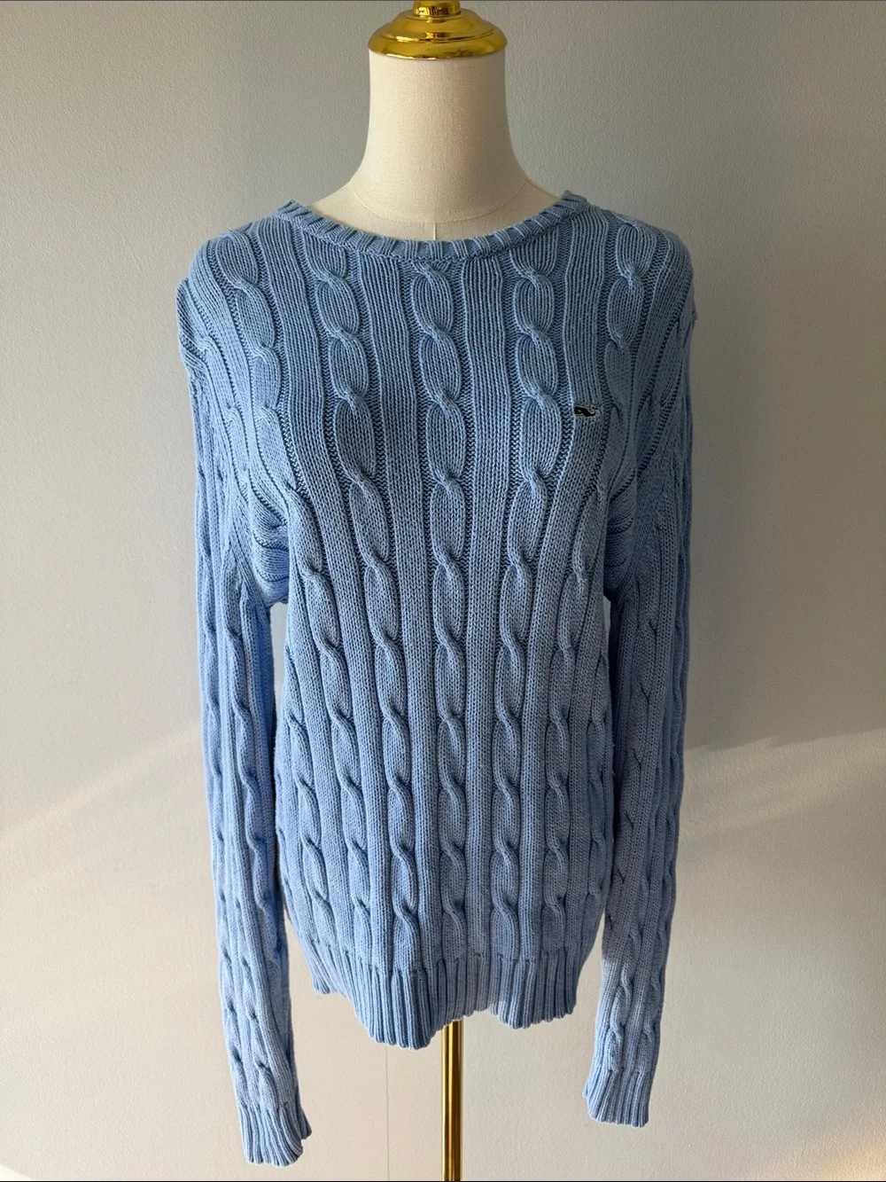 Light Blue Cable Knit Women's Sweater